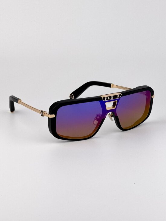 Philipp Plein Women’s Sunglasses Black Smoke Rainbow Mirror Pilot SPP008M 703V main image 4